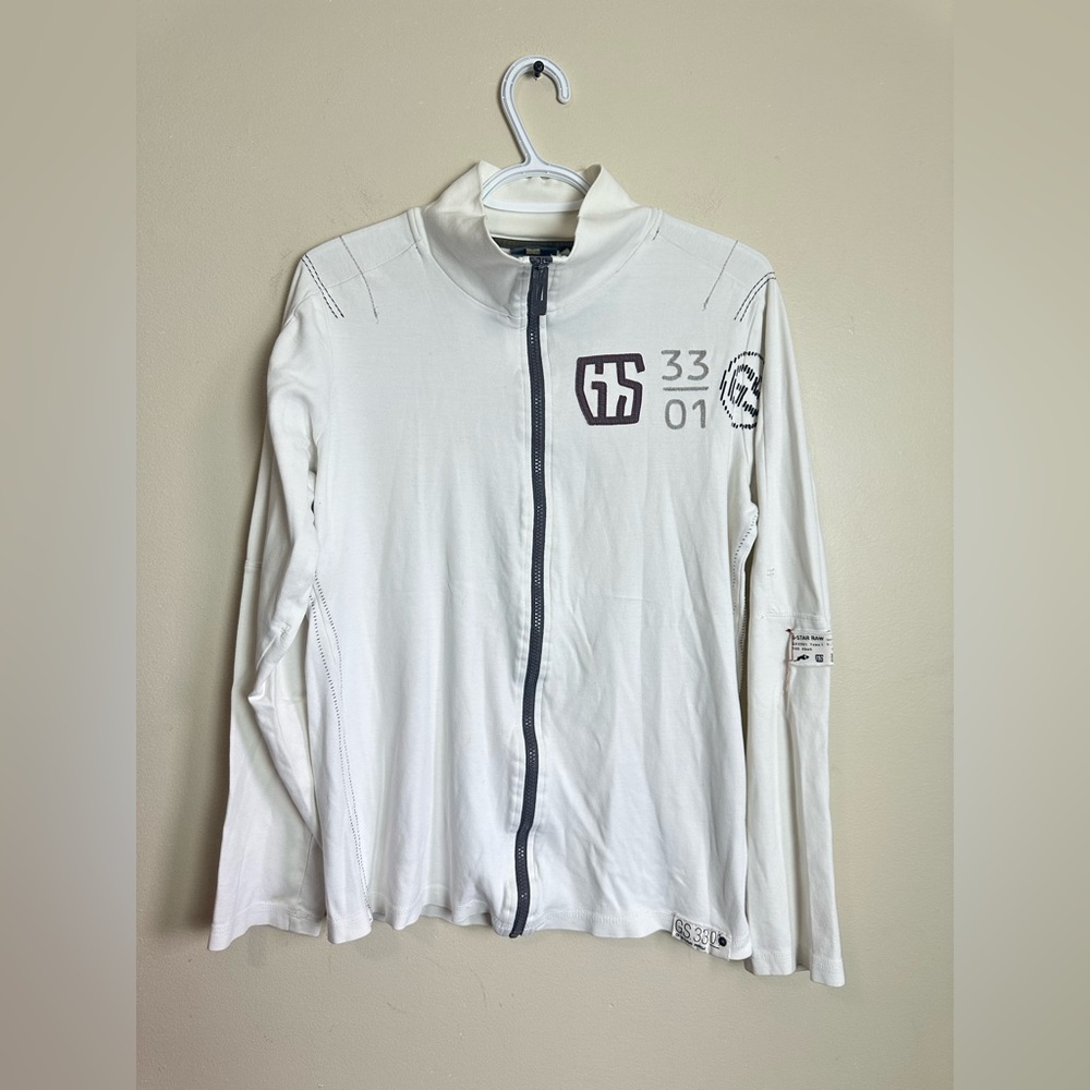 G-Star Size L White and Olive T-Shirt